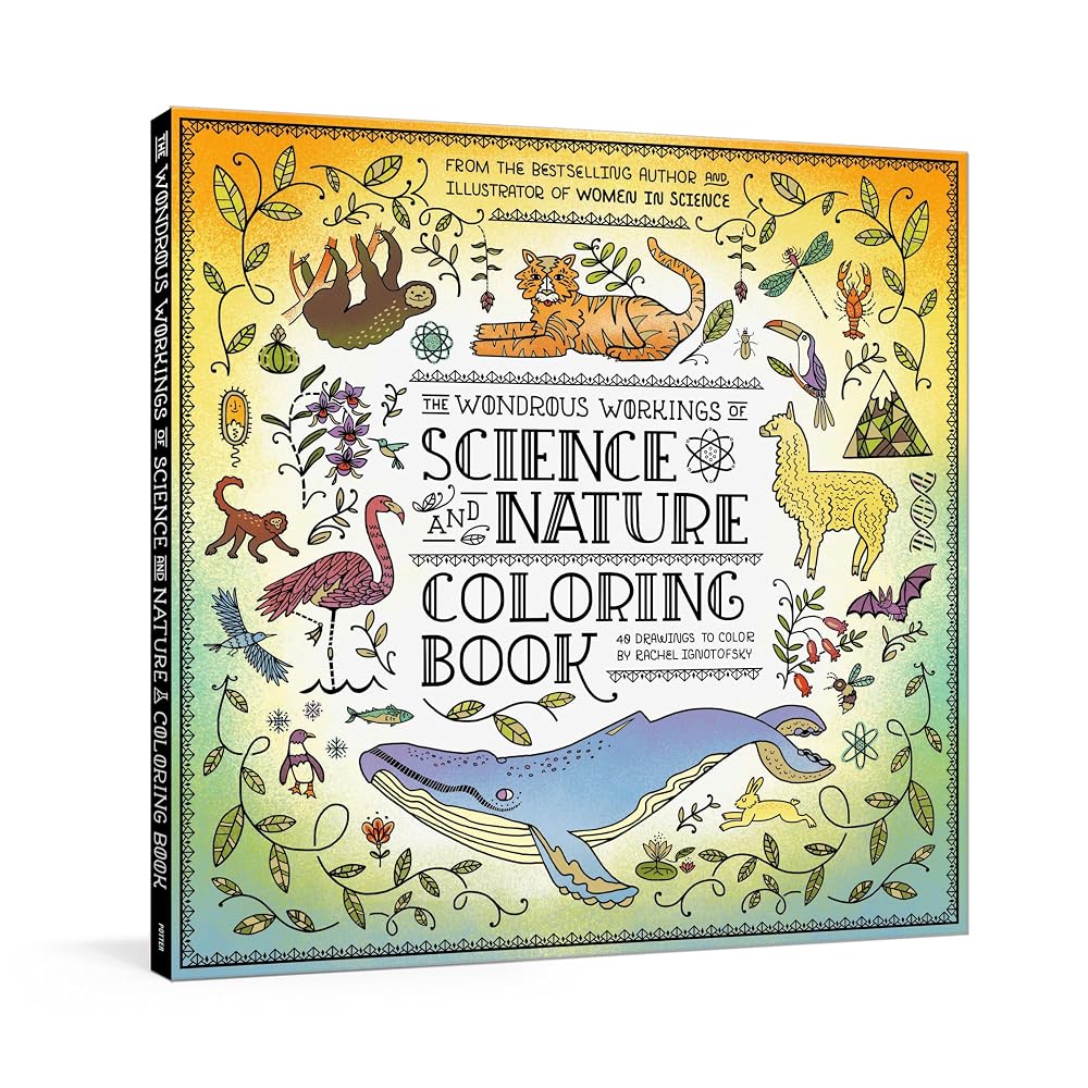 The Wondrous Workings of Science and Nature Coloring Book: 40 Line Drawings to Color cover image