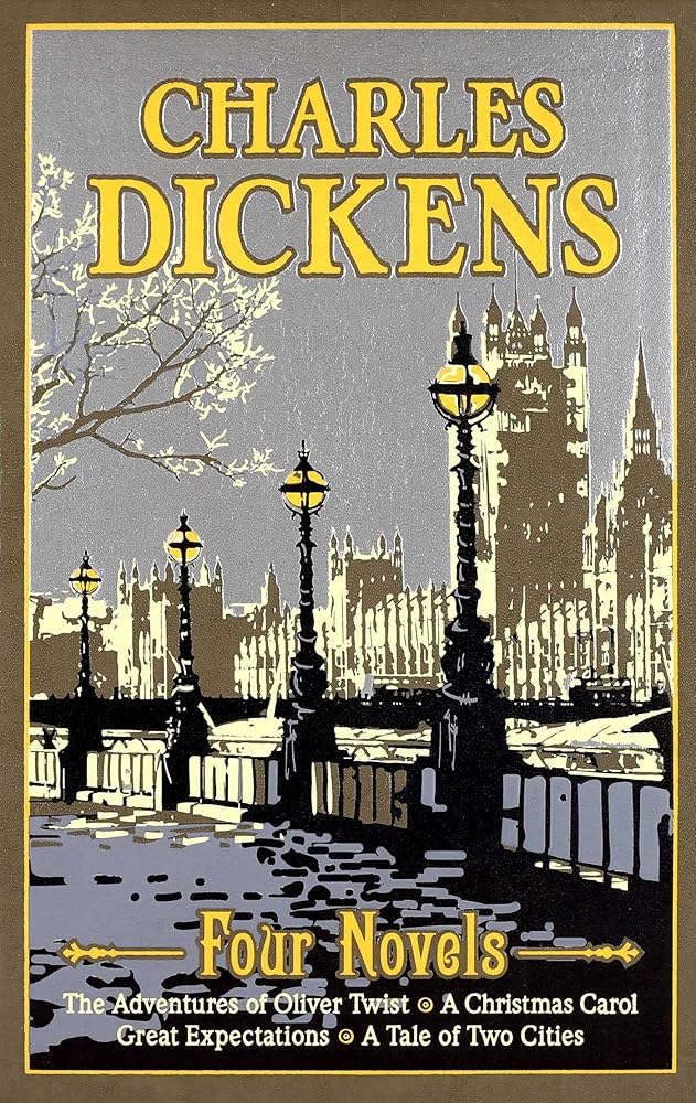 Charles Dickens Four Novels: The Adventures of Oliver Twist, A Christmas Carol, Great Expectations, A Tale of Two Cities (Leather-bound Classics) cover image